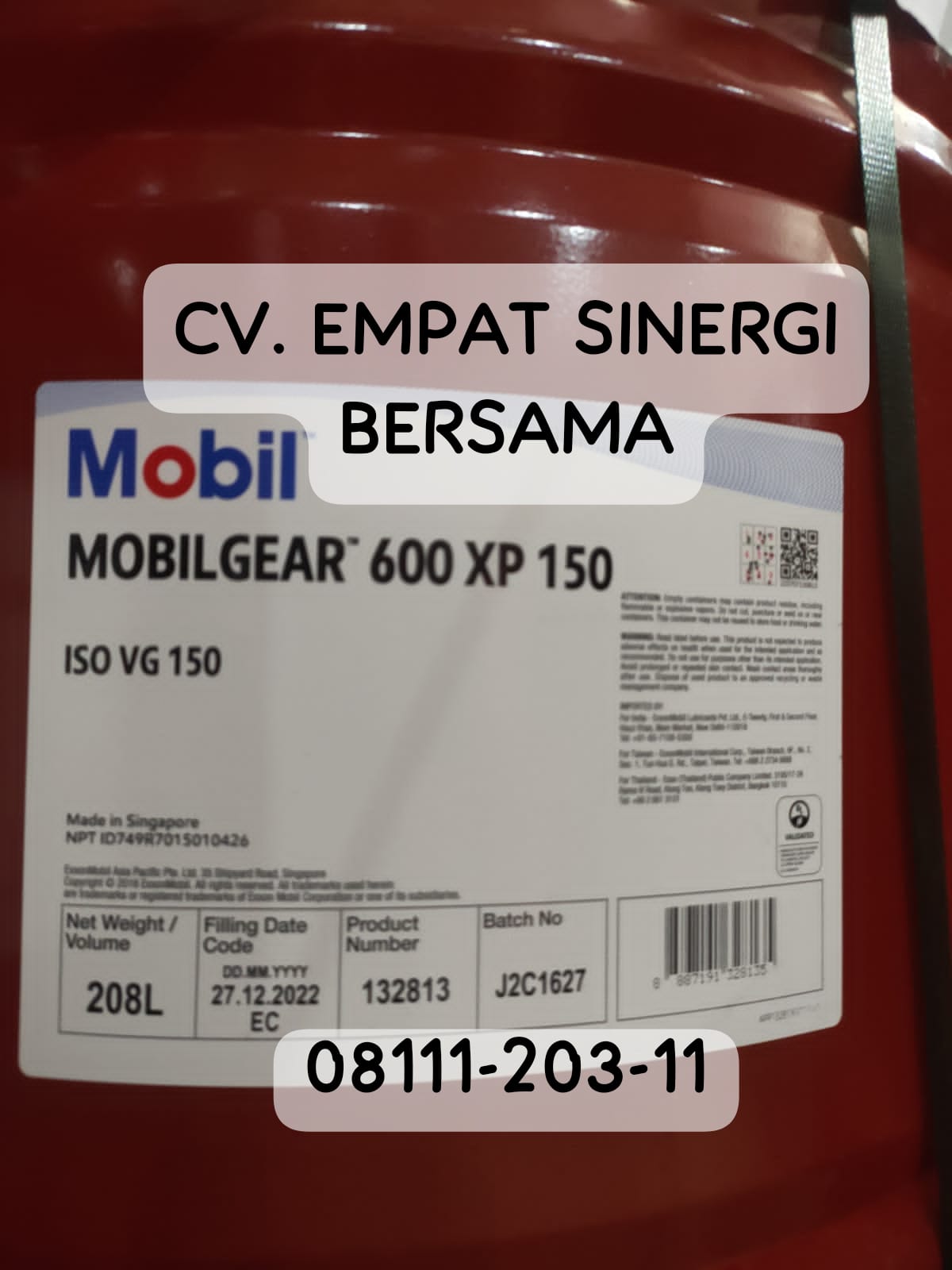 Mobilgear 600 XP 150, Gearbox & Bearing Oil, Drum/208 Lt - Gambar 3